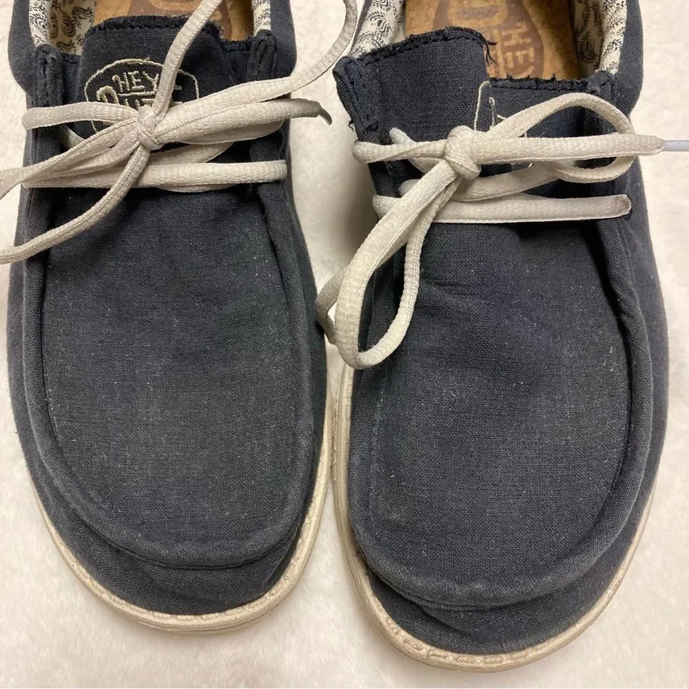 Men’s Hey Dude Wally Break Stitch Boat Shoes Size 10 Blue